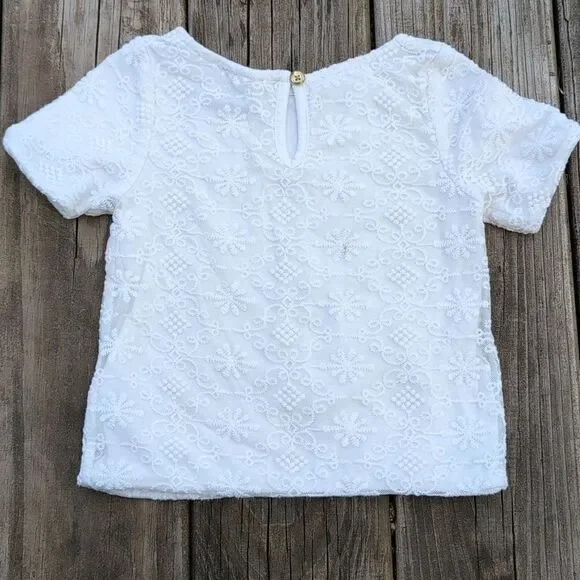 Genuine Kids By Oshkosh 3T White Embroidered Short Sleeve Blouse - Picture 4 of 7